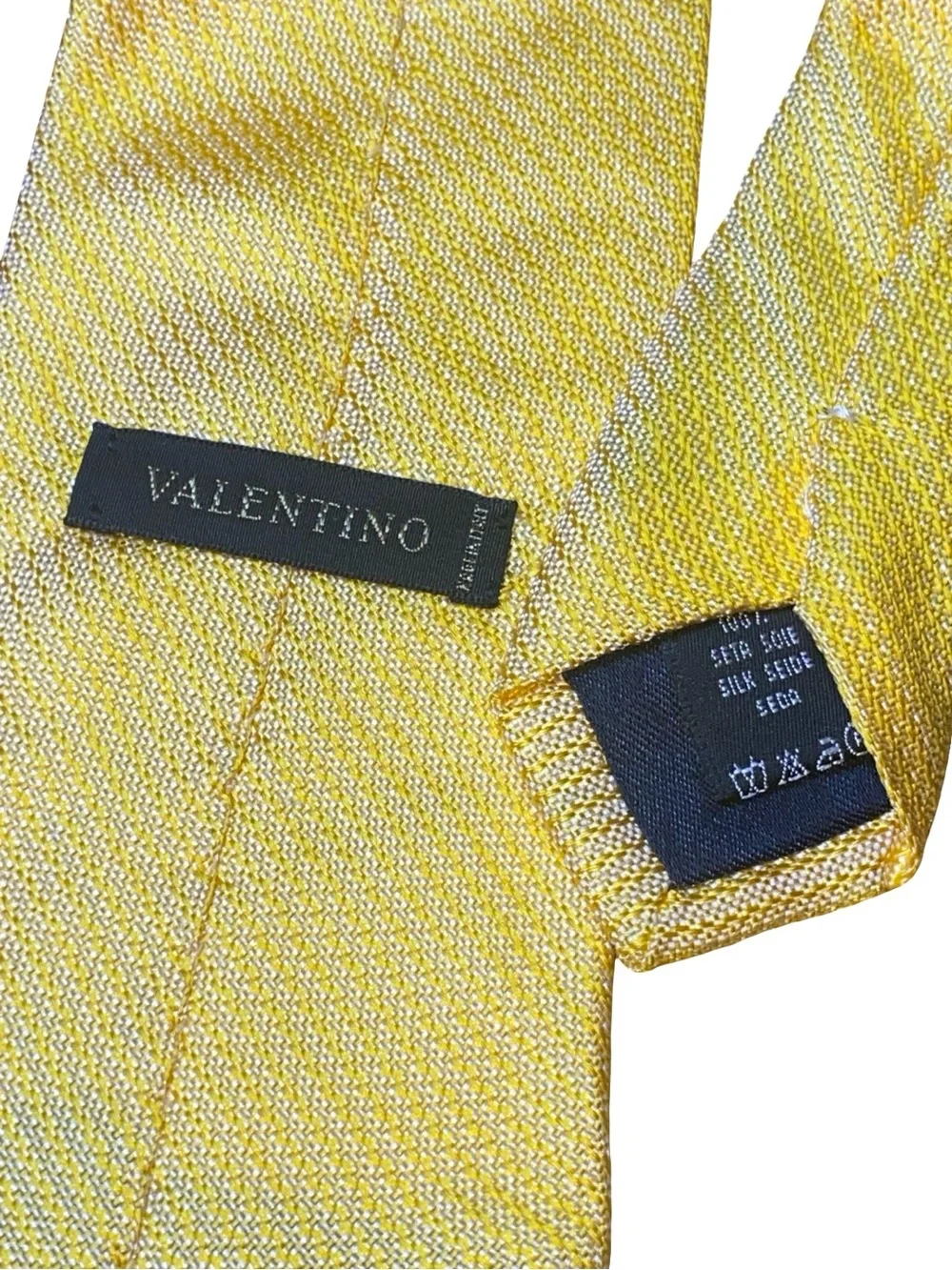 Valentino Yellow Textured Silk Tie